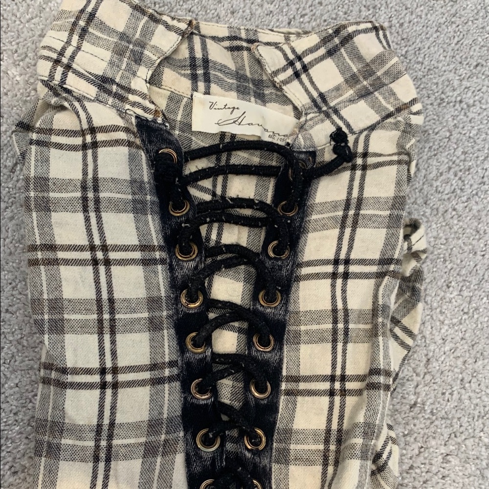Vintage Havana flannel lace up top
